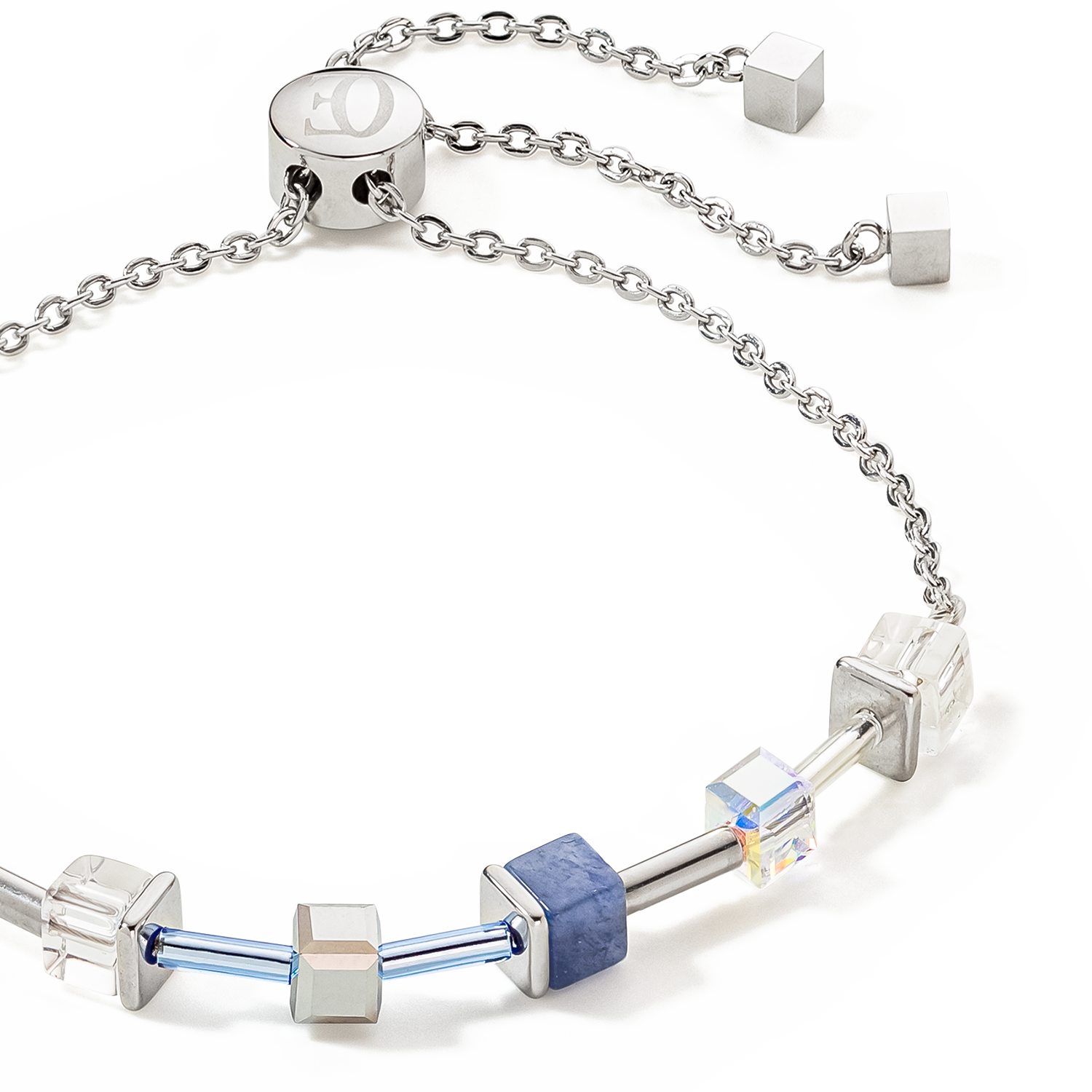 Bracelet GeoCUBE® Precious & Slider Closure argent bleu