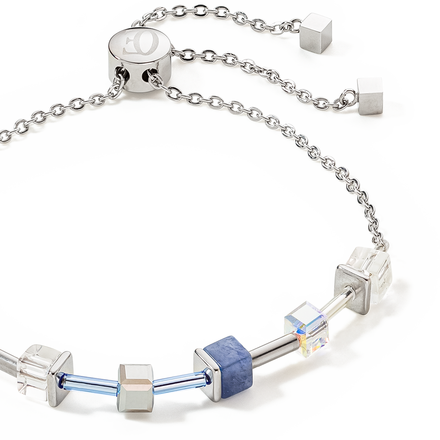 Bracelet GeoCUBE® Precious & Slider Closure argent bleu