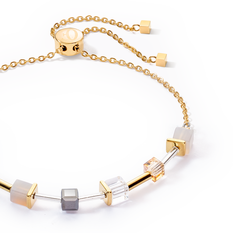 Bracelet GeoCUBE® Precious & Slider Closure or gris