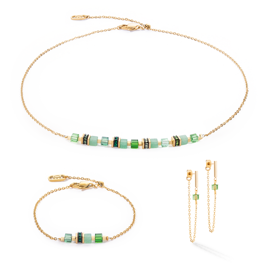 Collier Mini Cubes & Chain or-vert