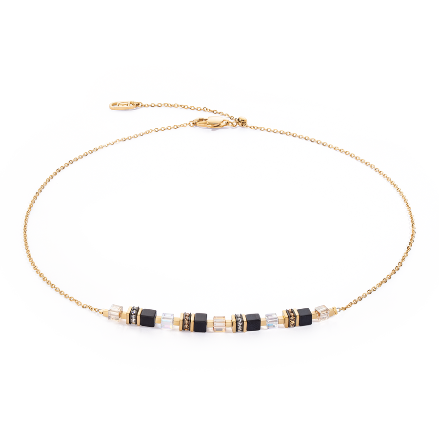 Collier Mini Cubes & Chain or-noir