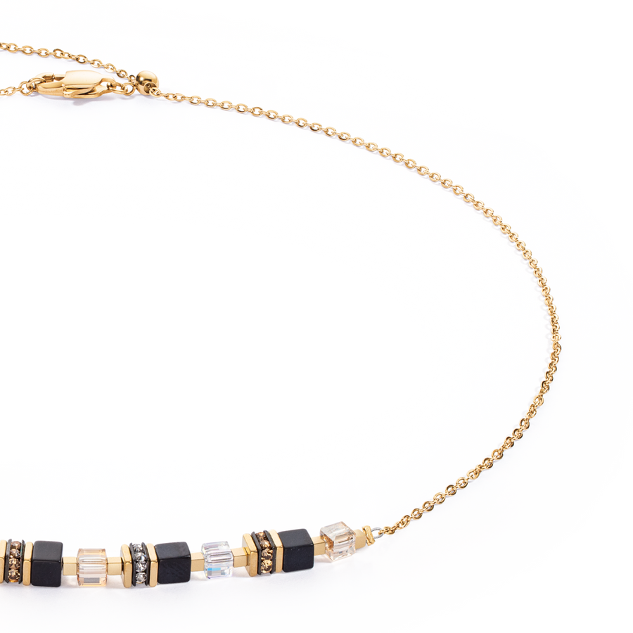 Collier Mini Cubes & Chain or-noir