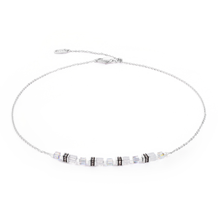 Collier Mini Cubes & Chain argent-blanc