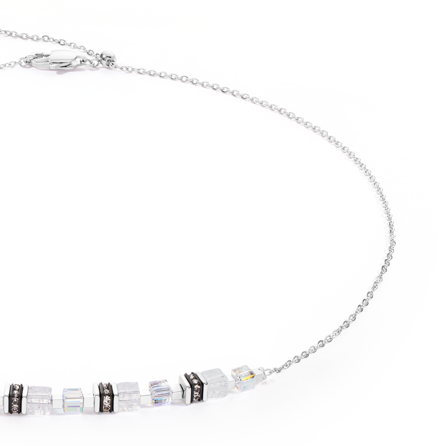 Collier Mini Cubes & Chain argent-blanc