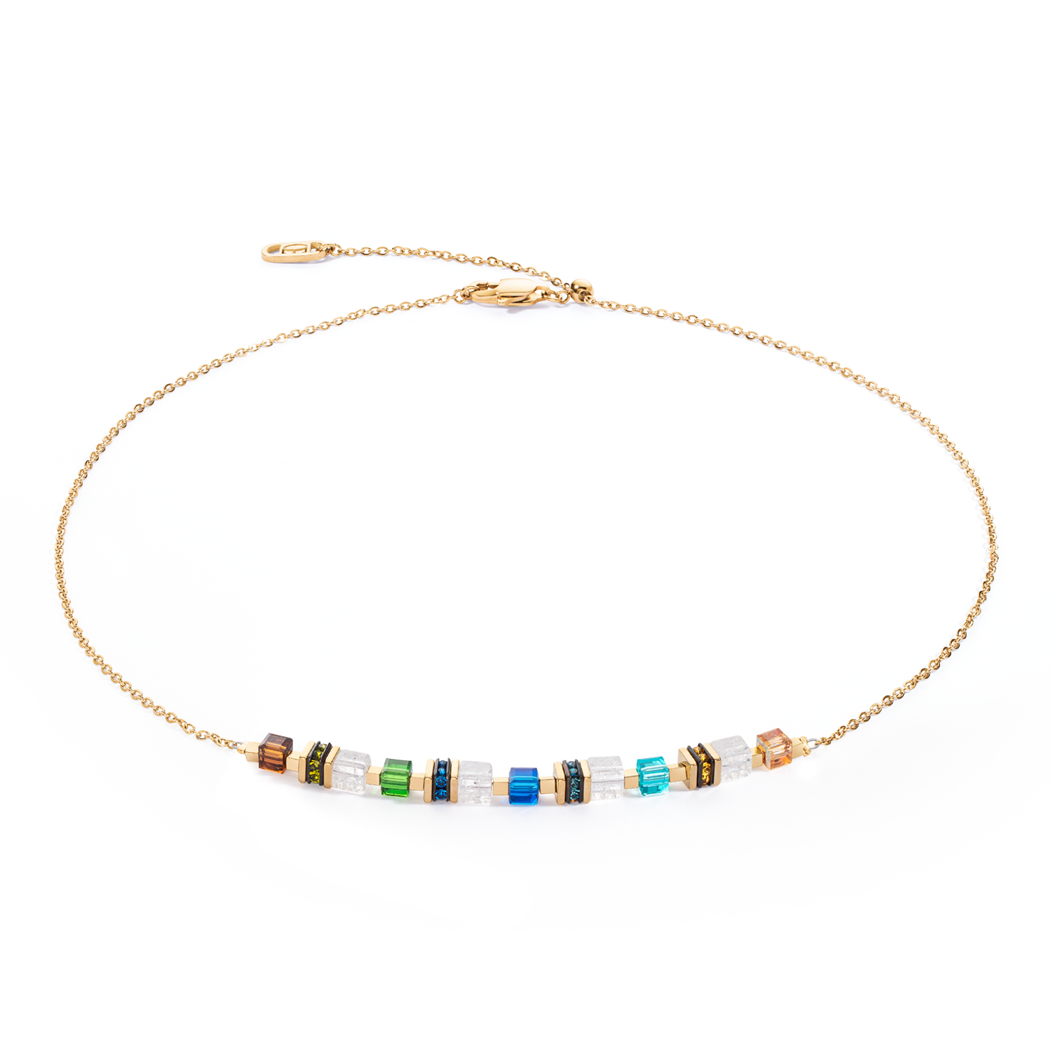 Collier Mini Cubes & Chain or-multicolore