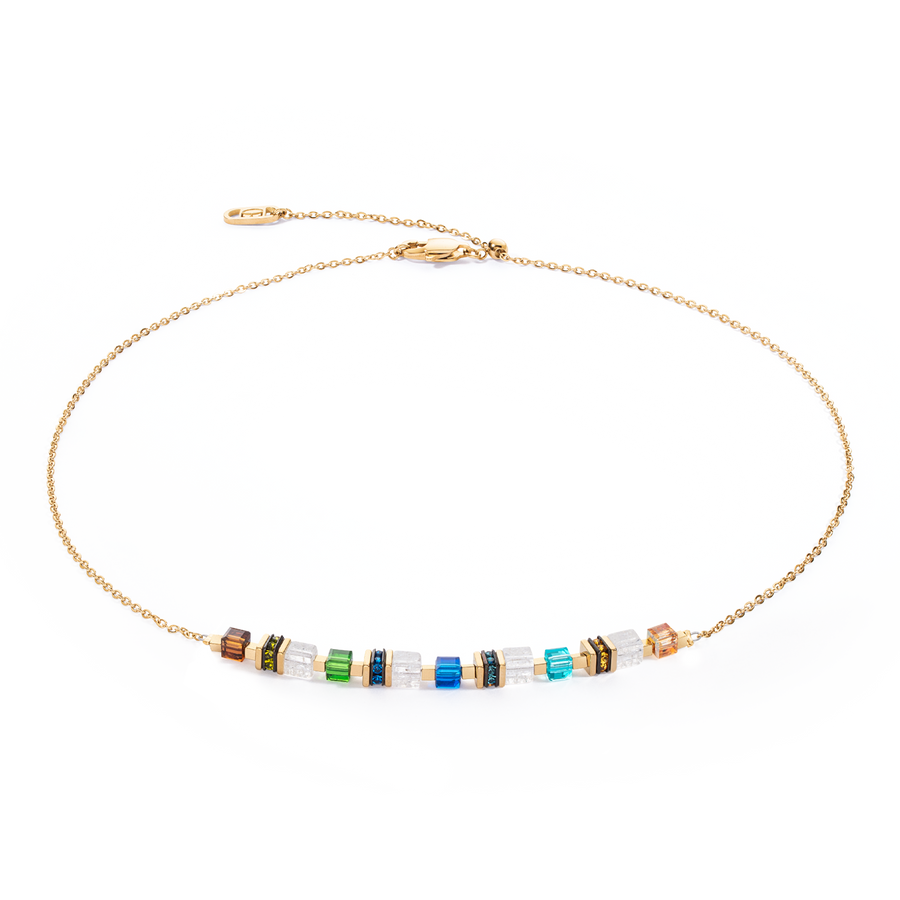 Collier Mini Cubes & Chain or-multicolore