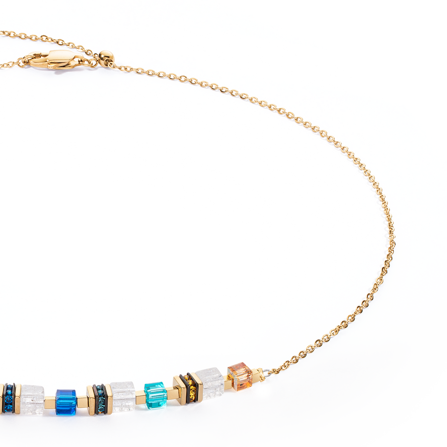 Collier Mini Cubes & Chain or-multicolore