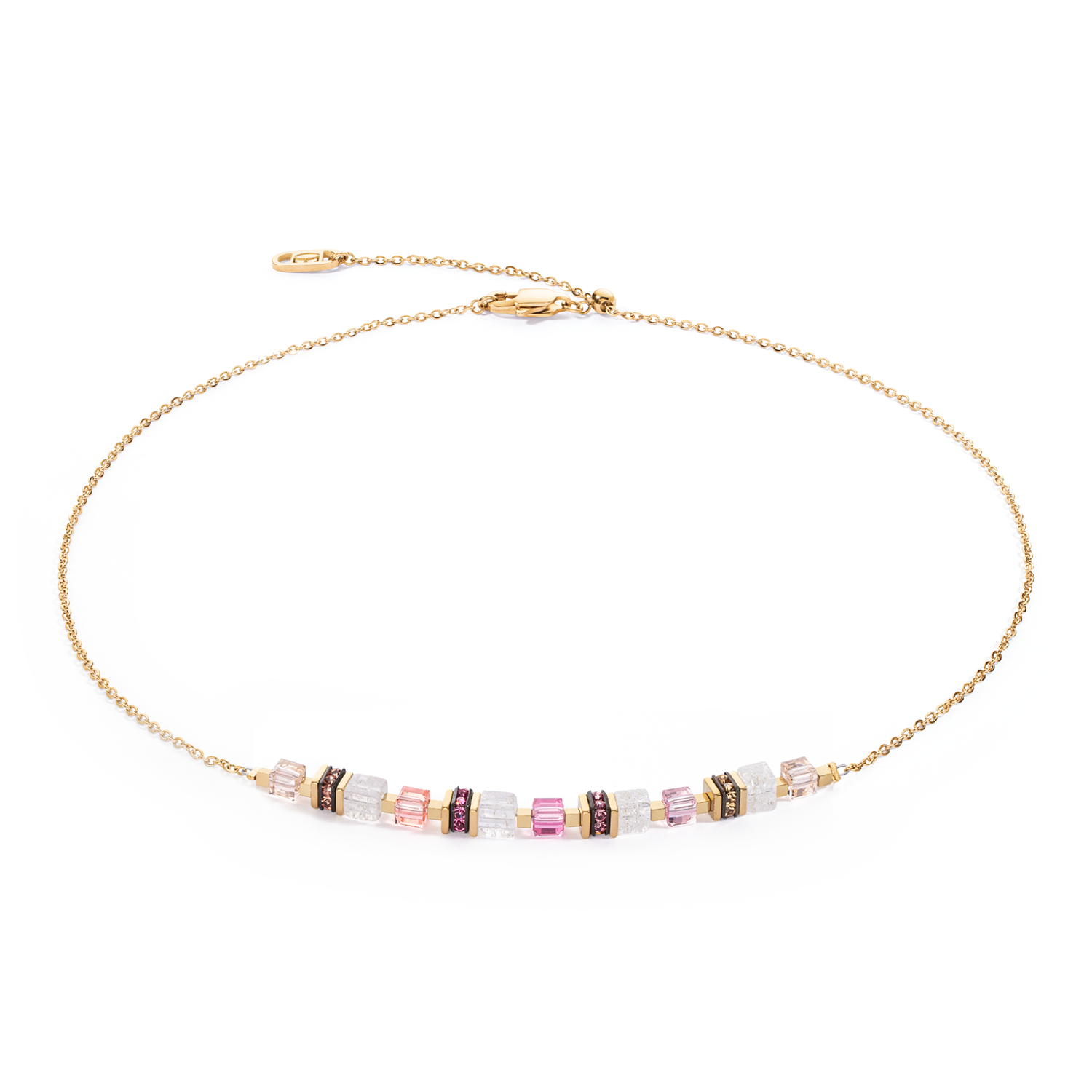 Collier Mini Cubes & Chain or-rose
