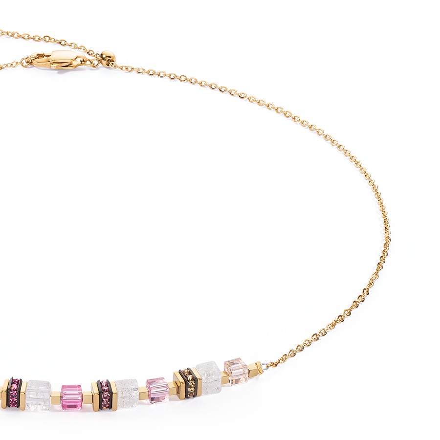 Collier Mini Cubes & Chain or-rose