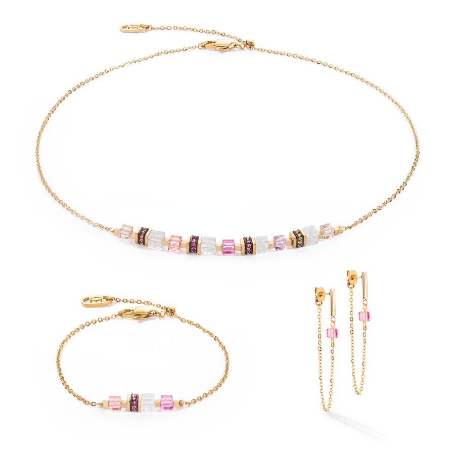 Collier Mini Cubes & Chain or-rose