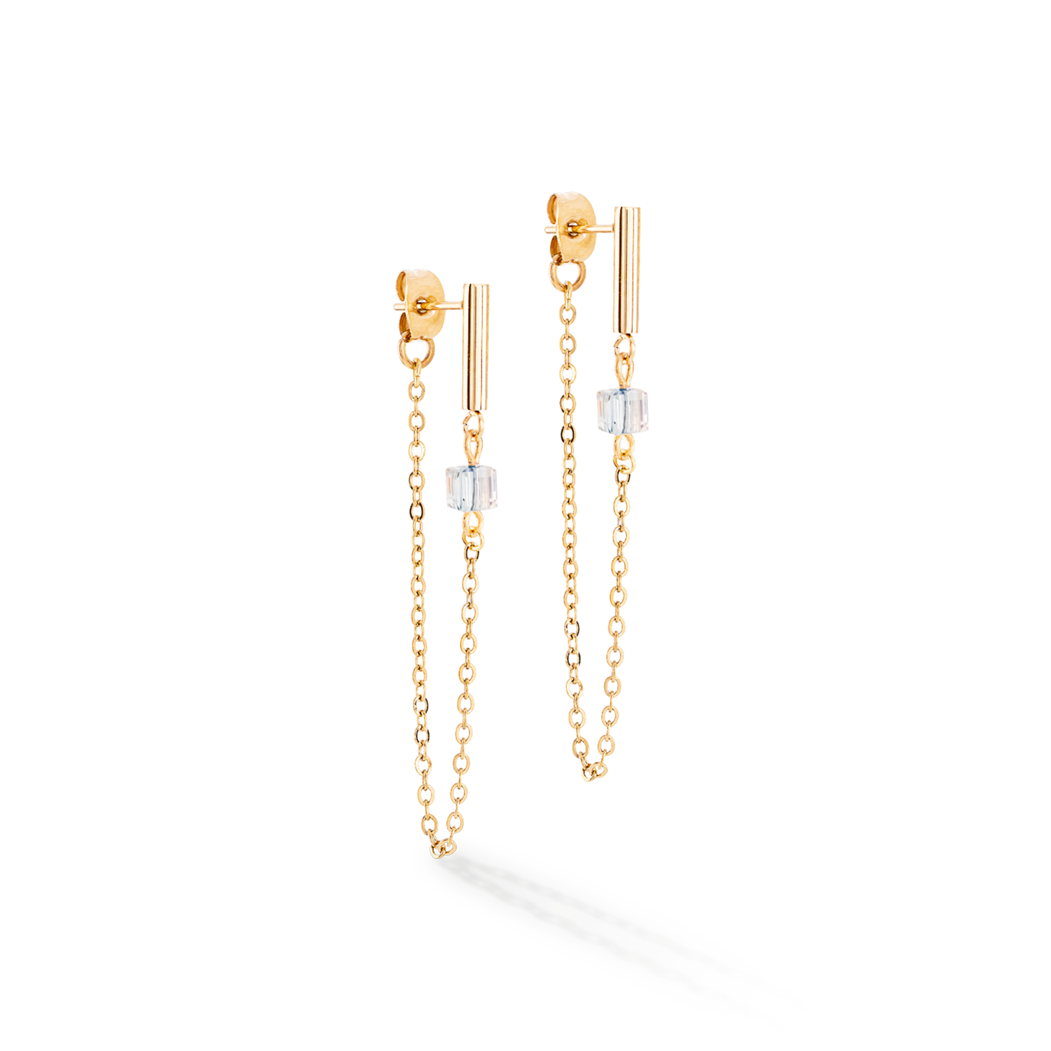 Boucles d'oreilles Mini Cubes & Chain or-noir