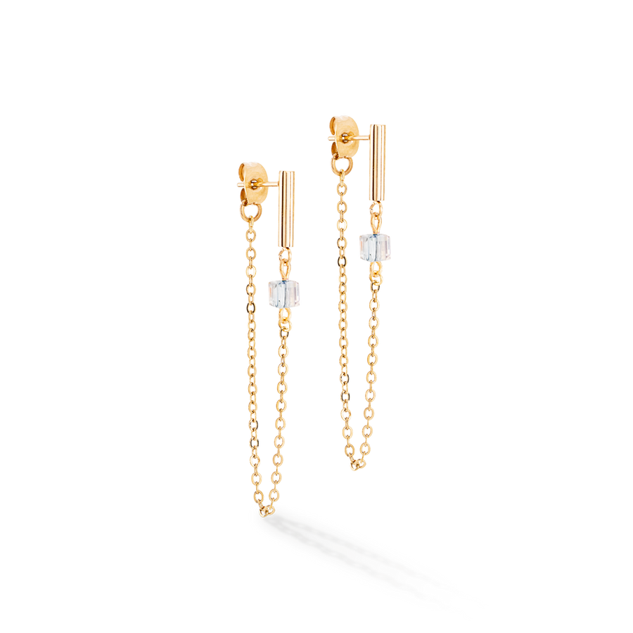 Boucles d'oreilles Mini Cubes & Chain or-noir