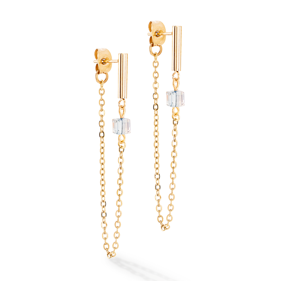 Boucles d'oreilles Mini Cubes & Chain or-noir