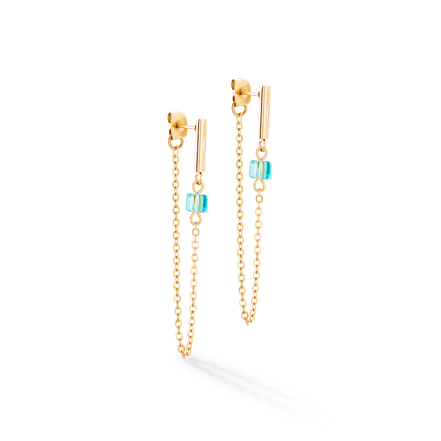 Boucles d'oreilles Mini Cubes & Chain or-multicolore