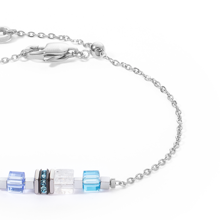 Bracelet Mini Cubes & Chain argent-bleu