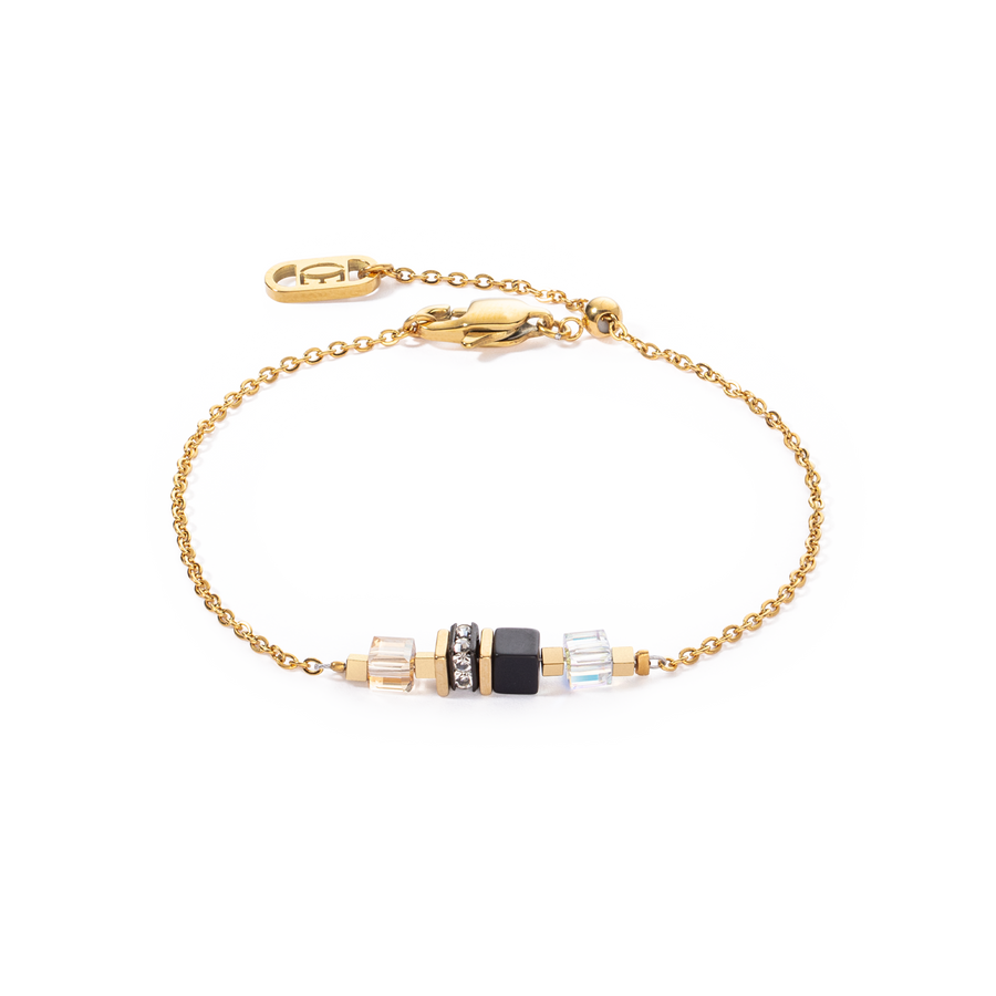 Bracelet Mini Cubes & Chain or-noir