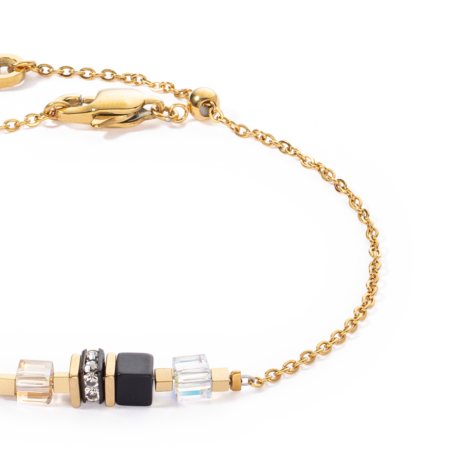 Bracelet Mini Cubes & Chain or-noir