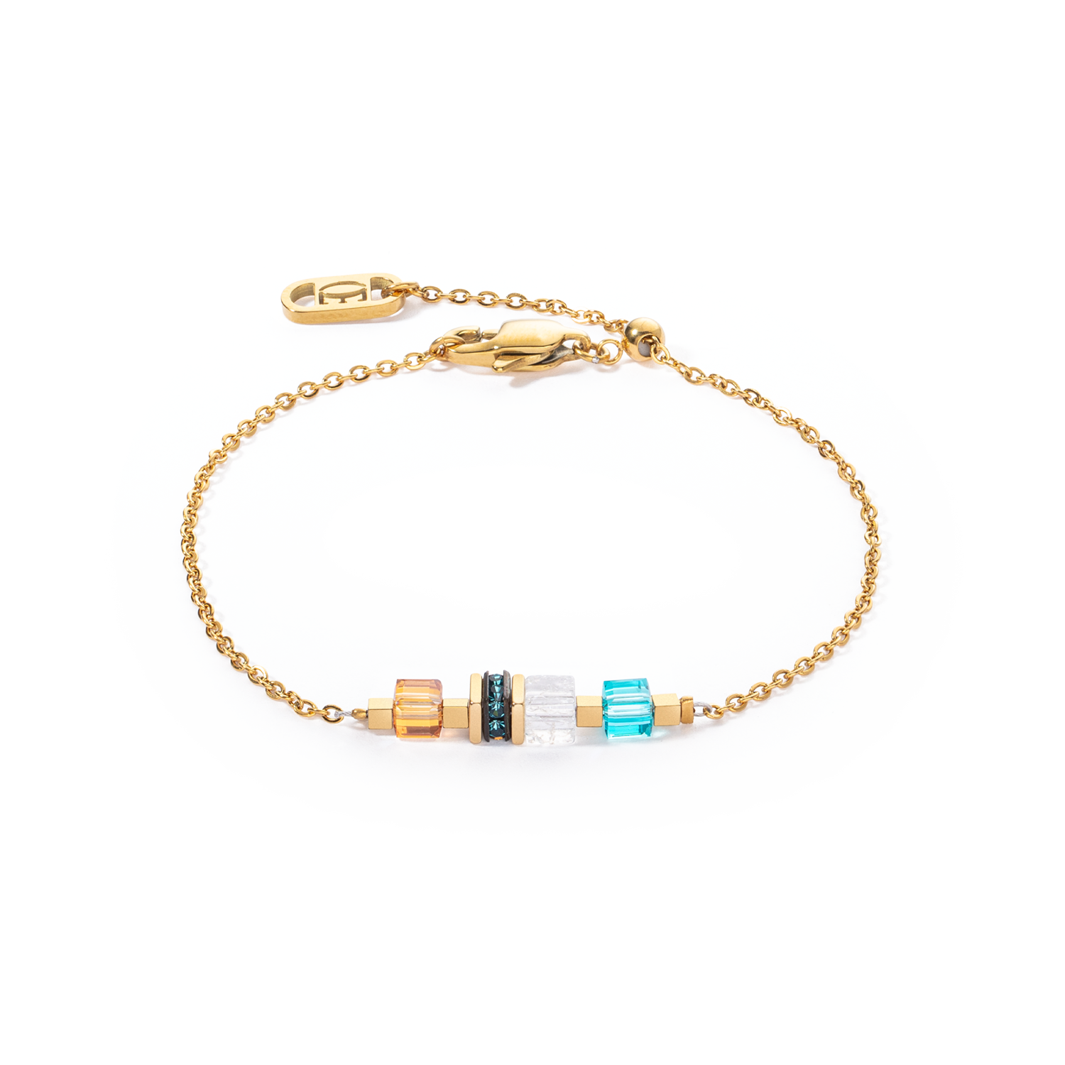 Bracelet Mini Cubes & Chain or-multicolore
