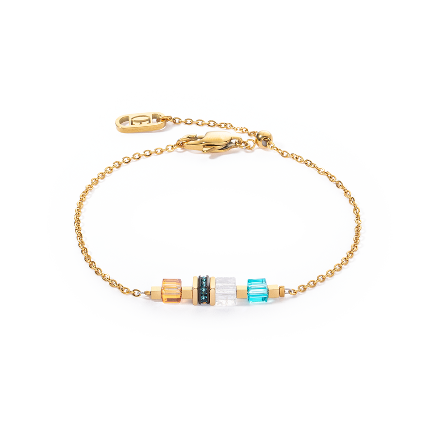 Bracelet Mini Cubes & Chain or-multicolore