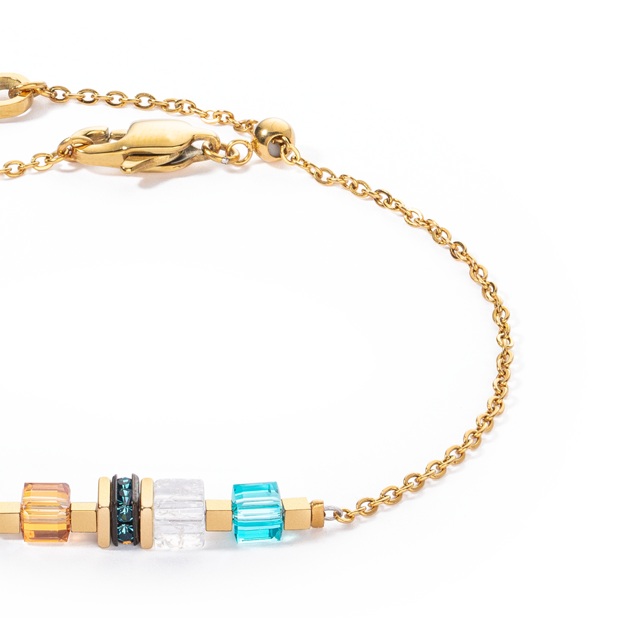 Bracelet Mini Cubes & Chain or-multicolore