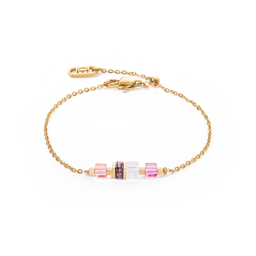 Bracelet Mini Cubes & Chain or-rose