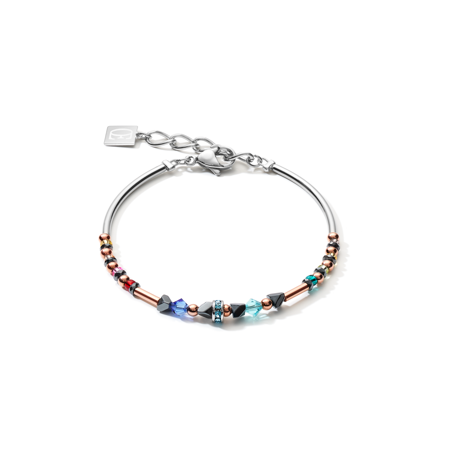 Bracelet Fine & Edgy Hématite & cristaux & acier inoxydable multicolore