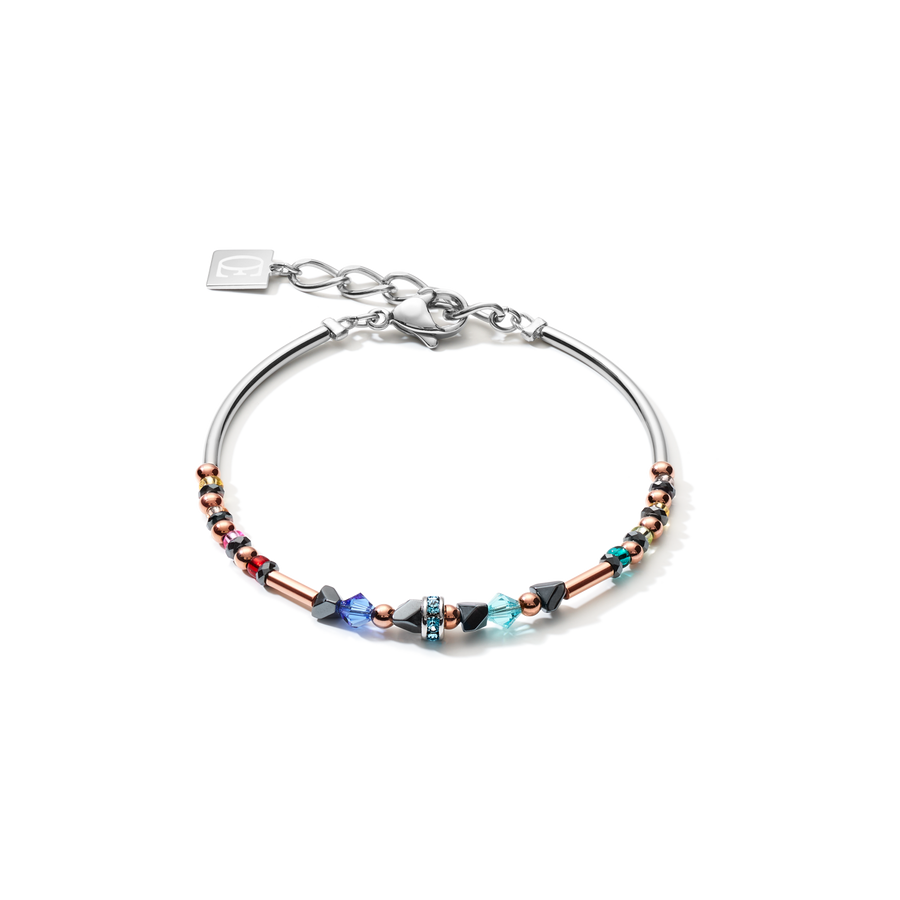 Bracelet Fine & Edgy Hématite & cristaux & acier inoxydable multicolore