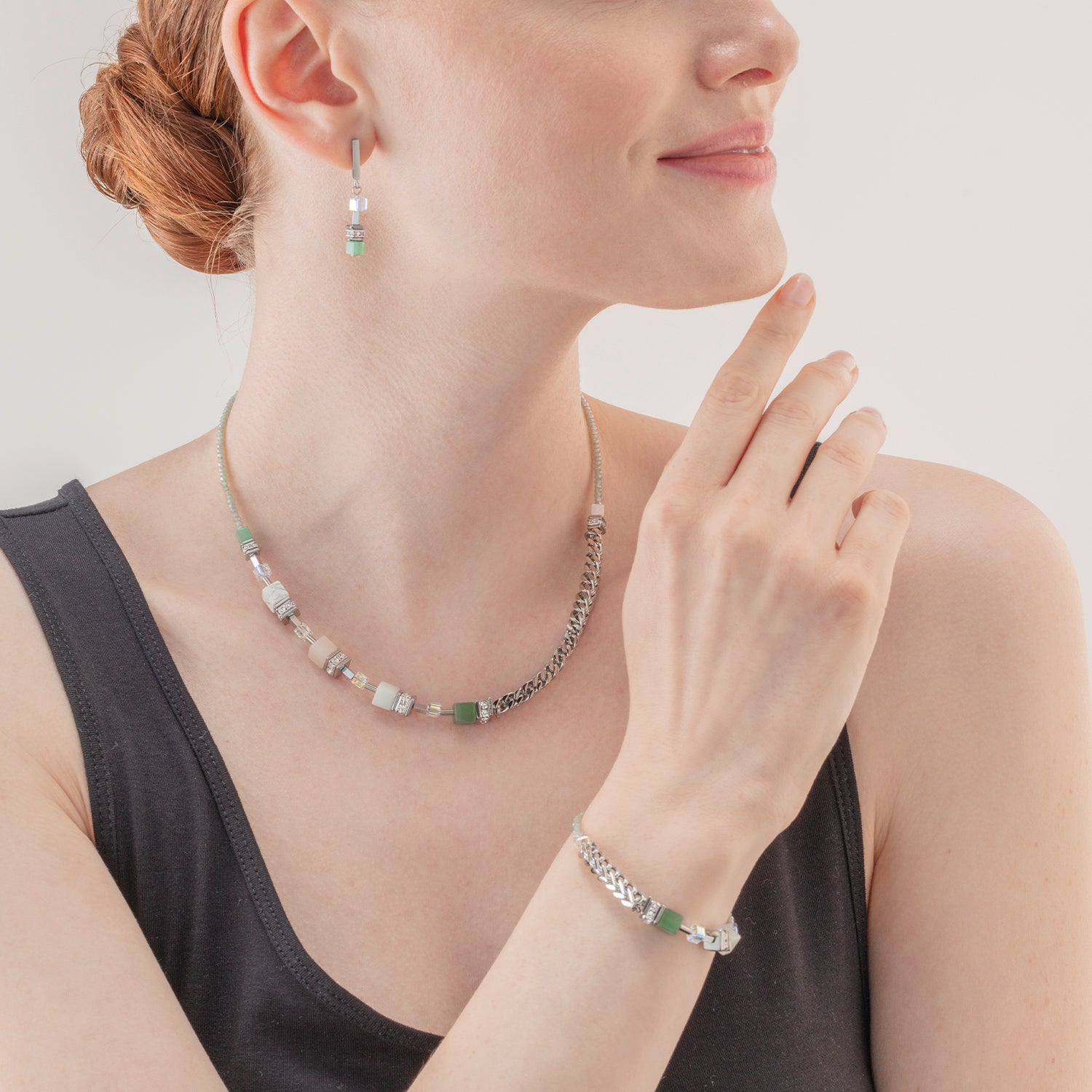 Collier GeoCUBE® Precious Fusion Chunky Chain vert clair