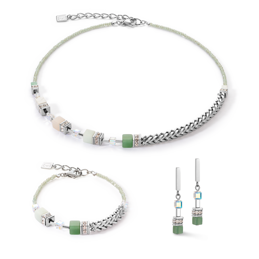 Boucles d'oreille GeoCUBE® Precious Fusion Chunky Chain vert clair