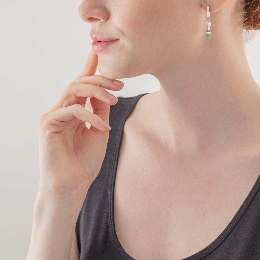 Boucles d'oreille GeoCUBE® Precious Fusion Chunky Chain vert clair