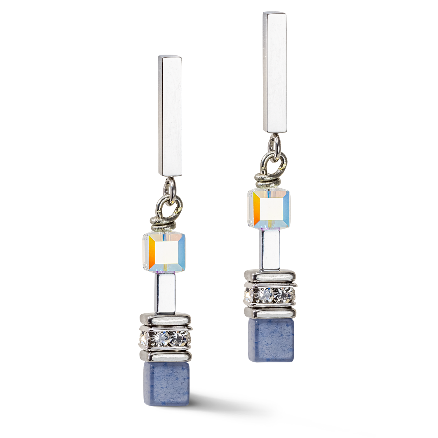 Boucles d'oreille GeoCUBE® Precious Fusion Chunky Chain bleu clair