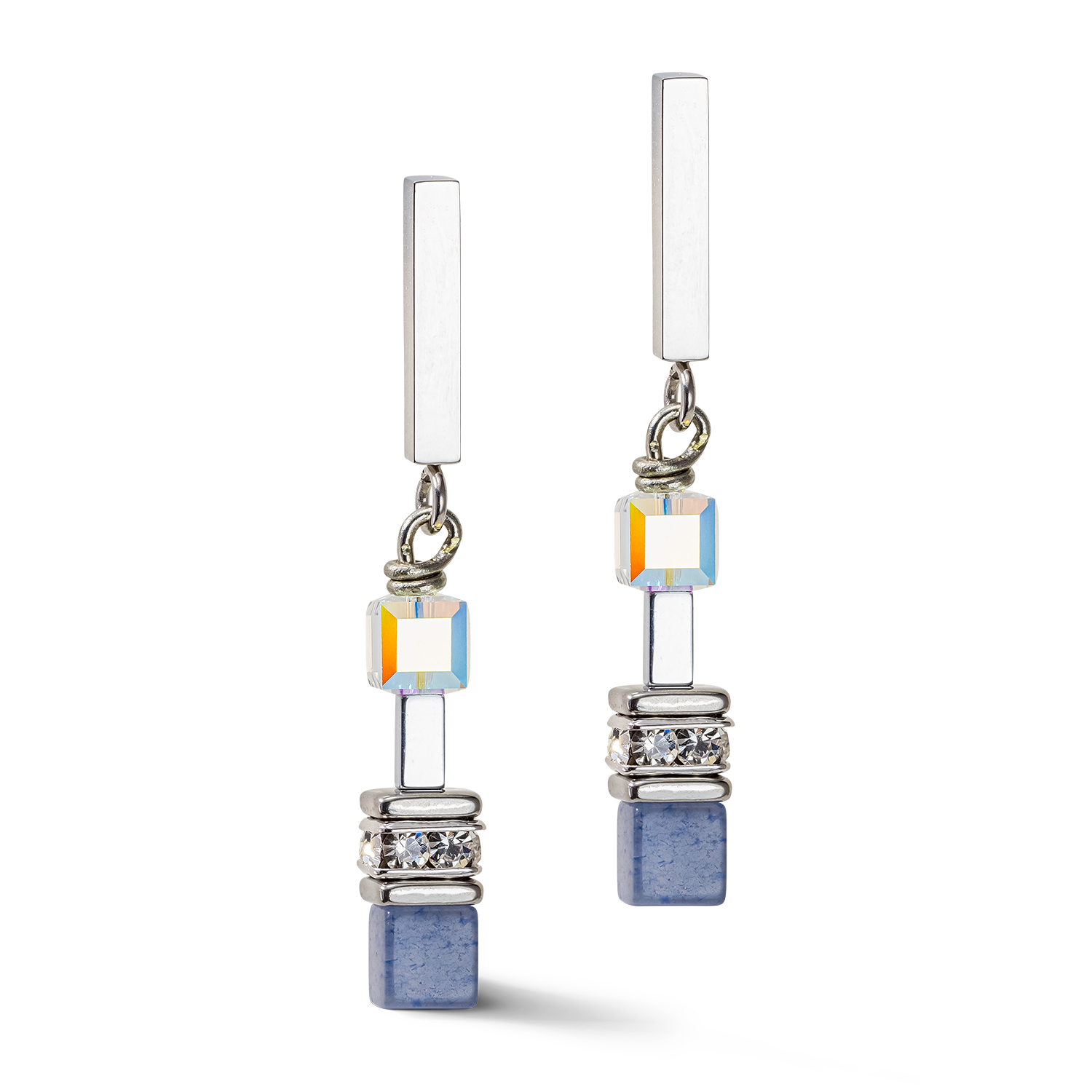 Boucles d'oreille GeoCUBE® Precious Fusion Chunky Chain bleu clair