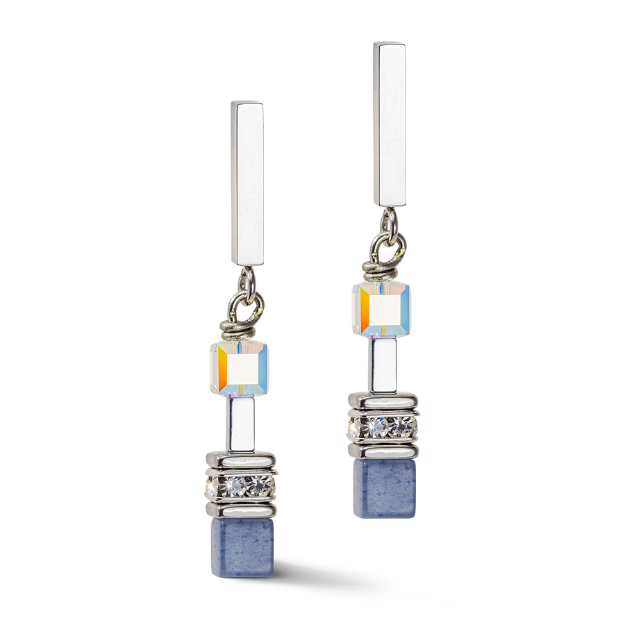Boucles d'oreille GeoCUBE® Precious Fusion Chunky Chain bleu clair