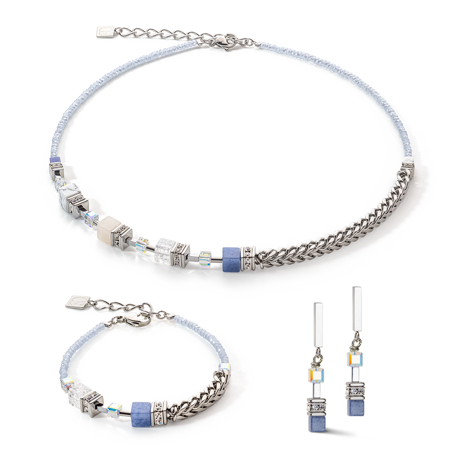 Boucles d'oreille GeoCUBE® Precious Fusion Chunky Chain bleu clair