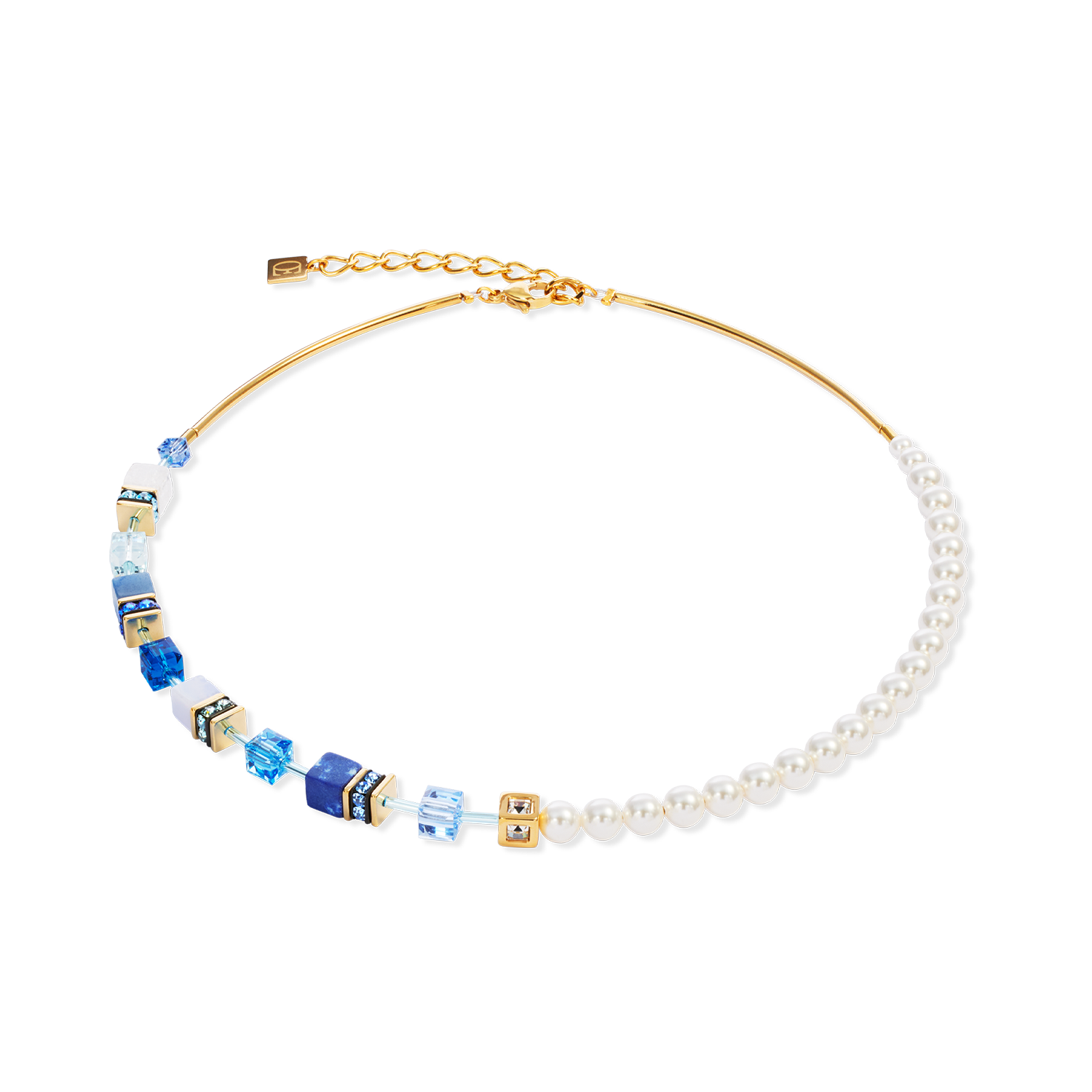 Collier GeoCUBE® Precious Fusion Pearls bleu