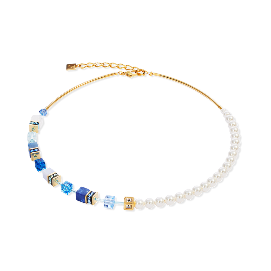 Collier GeoCUBE® Precious Fusion Pearls bleu