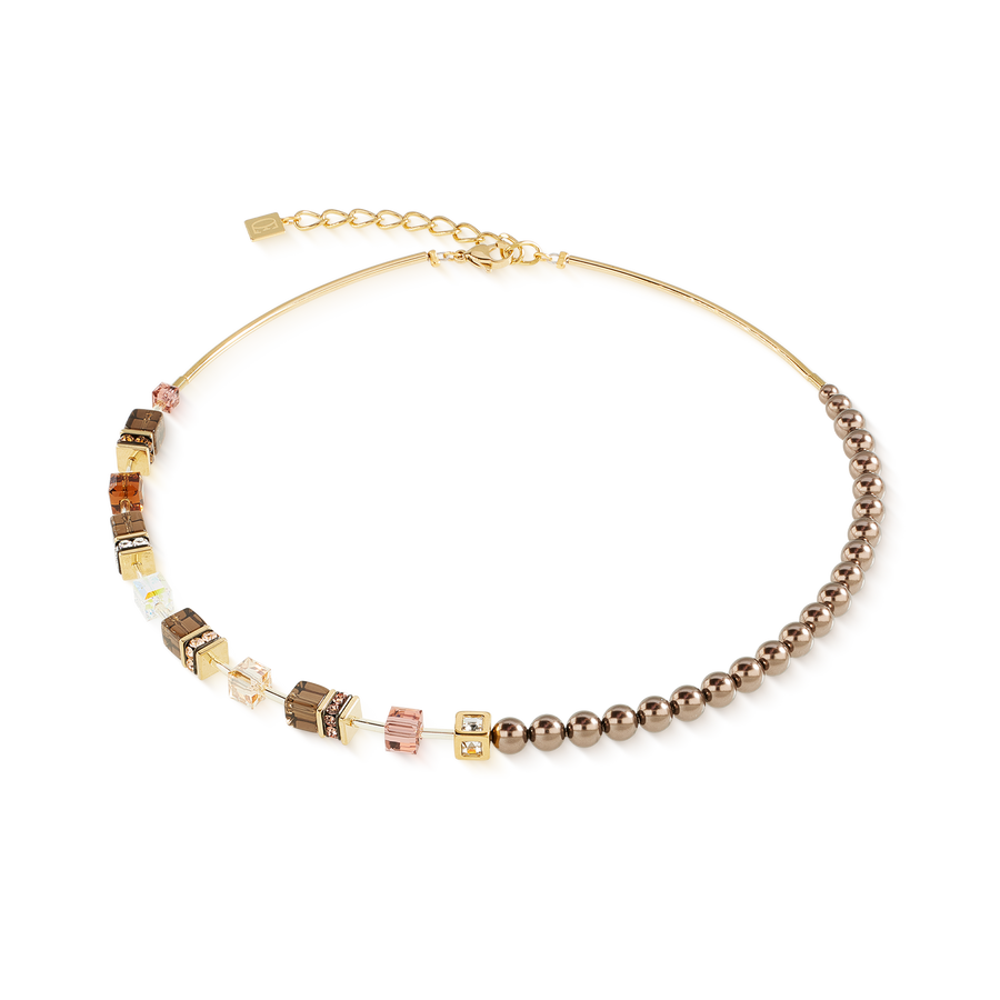 Collier GeoCUBE® Precious Fusion Pearls Mocha Mousse
