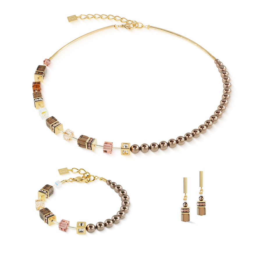 Collier GeoCUBE® Precious Fusion Pearls Mocha Mousse