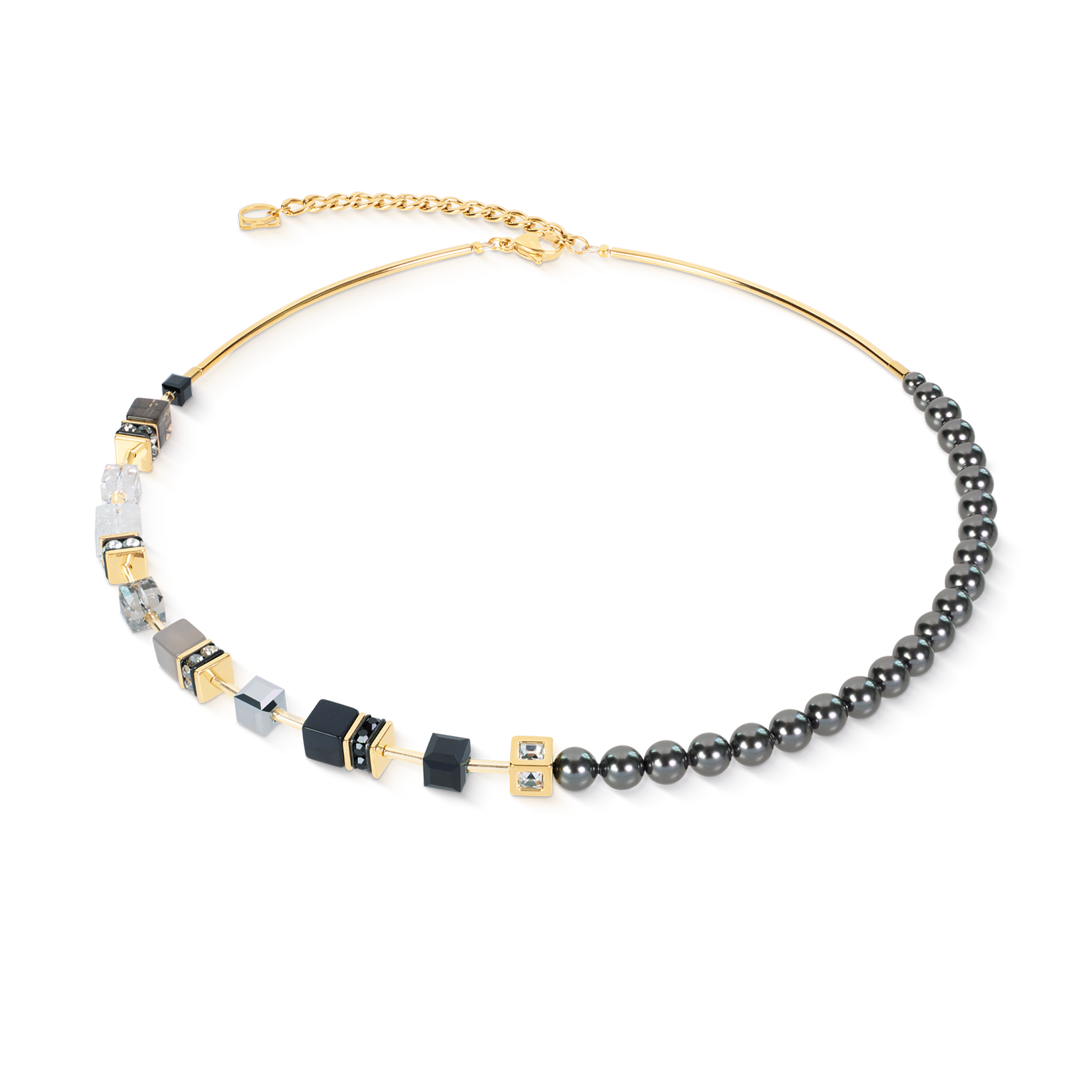 GeoCUBE® Precious Fusion Pearls Collier Anthracite Glow