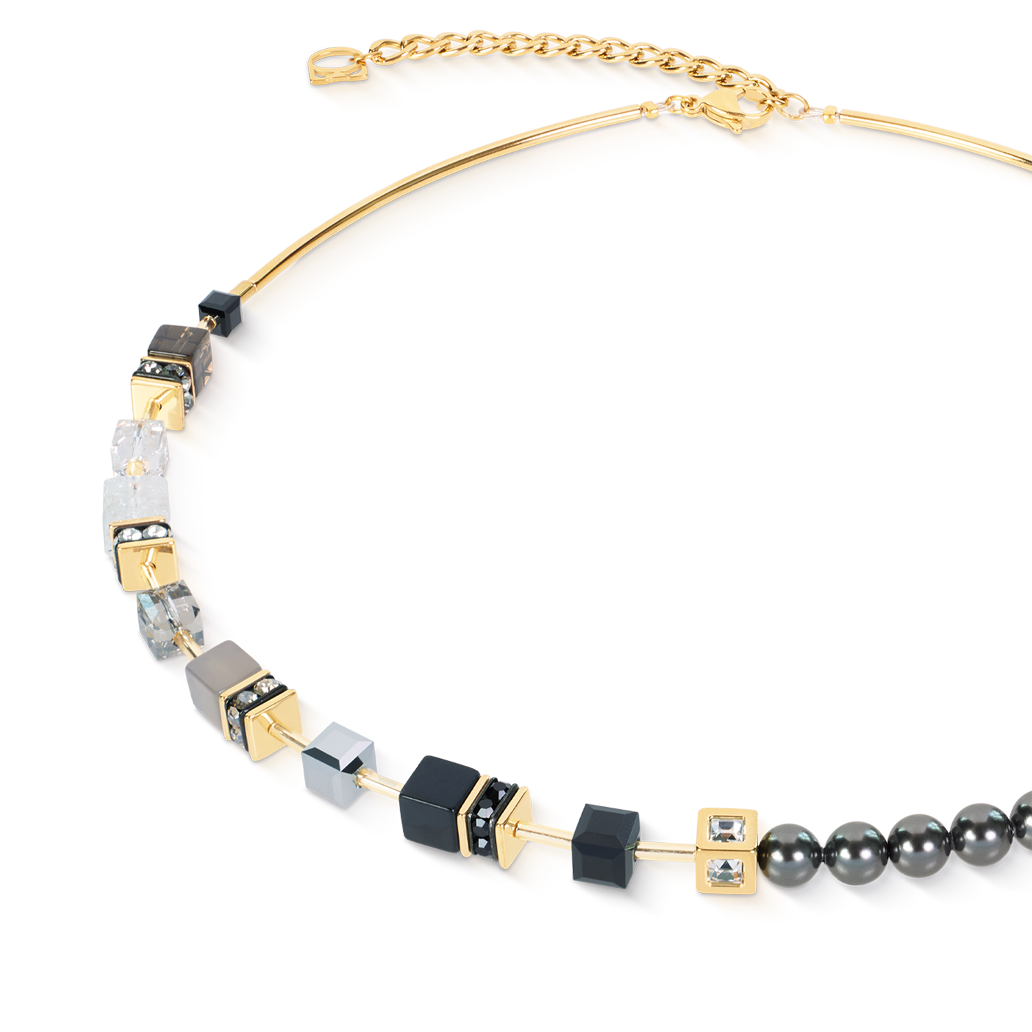 GeoCUBE® Precious Fusion Pearls Collier Anthracite Glow