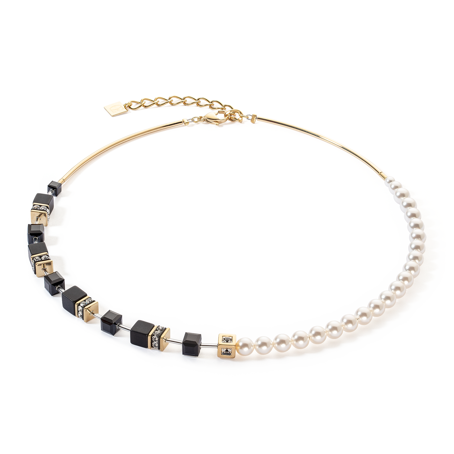 Collier GeoCUBE® Precious Fusion Pearls noir-or