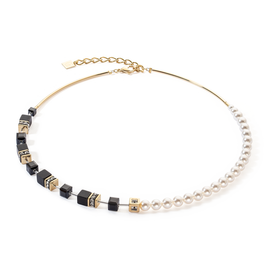 Collier GeoCUBE® Precious Fusion Pearls noir-or