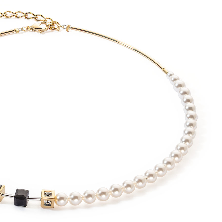 Collier GeoCUBE® Precious Fusion Pearls noir-or