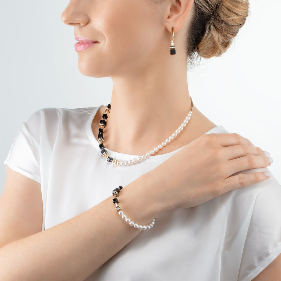 Collier GeoCUBE® Precious Fusion Pearls noir-or