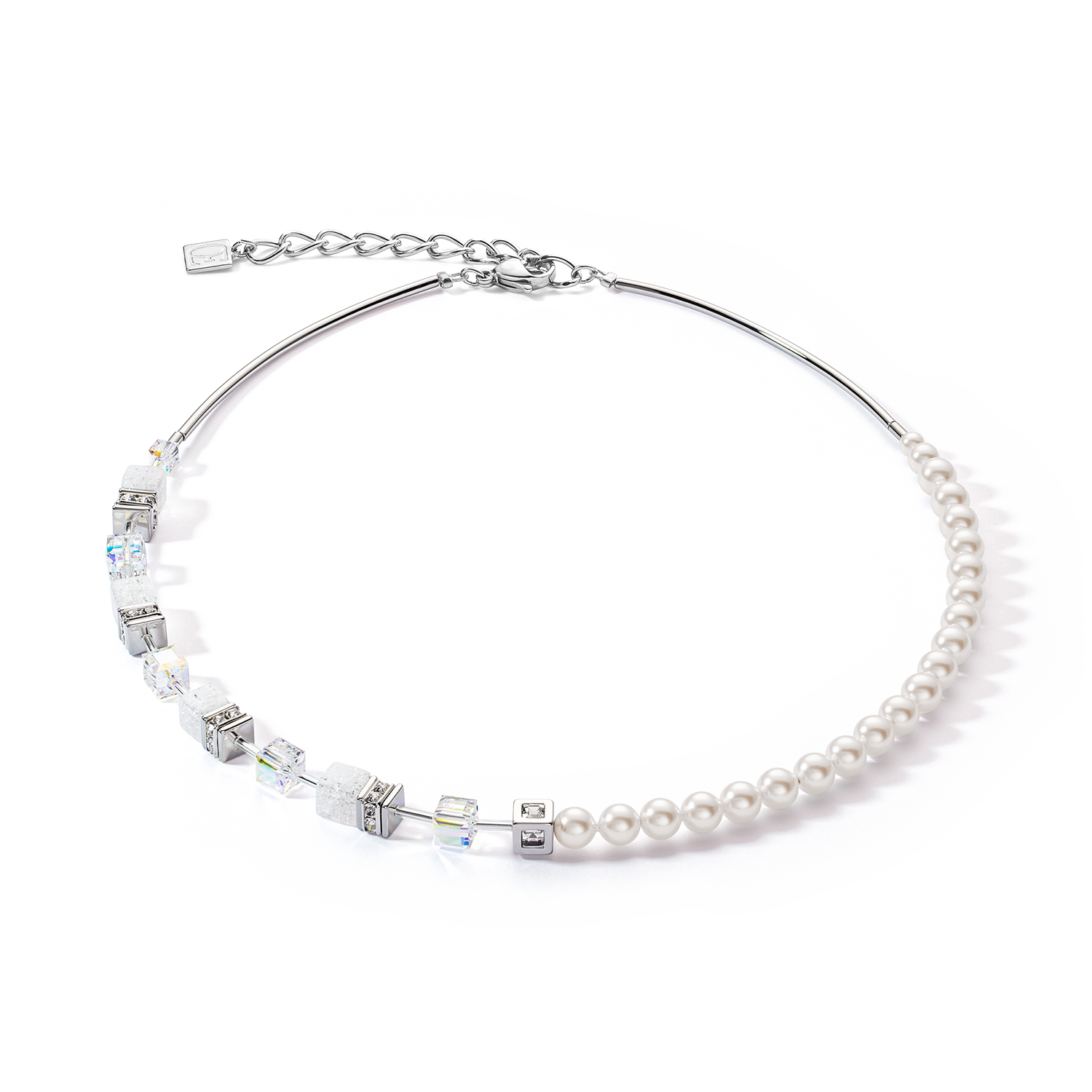 Collier GeoCUBE® Precious Fusion Pearls blanc