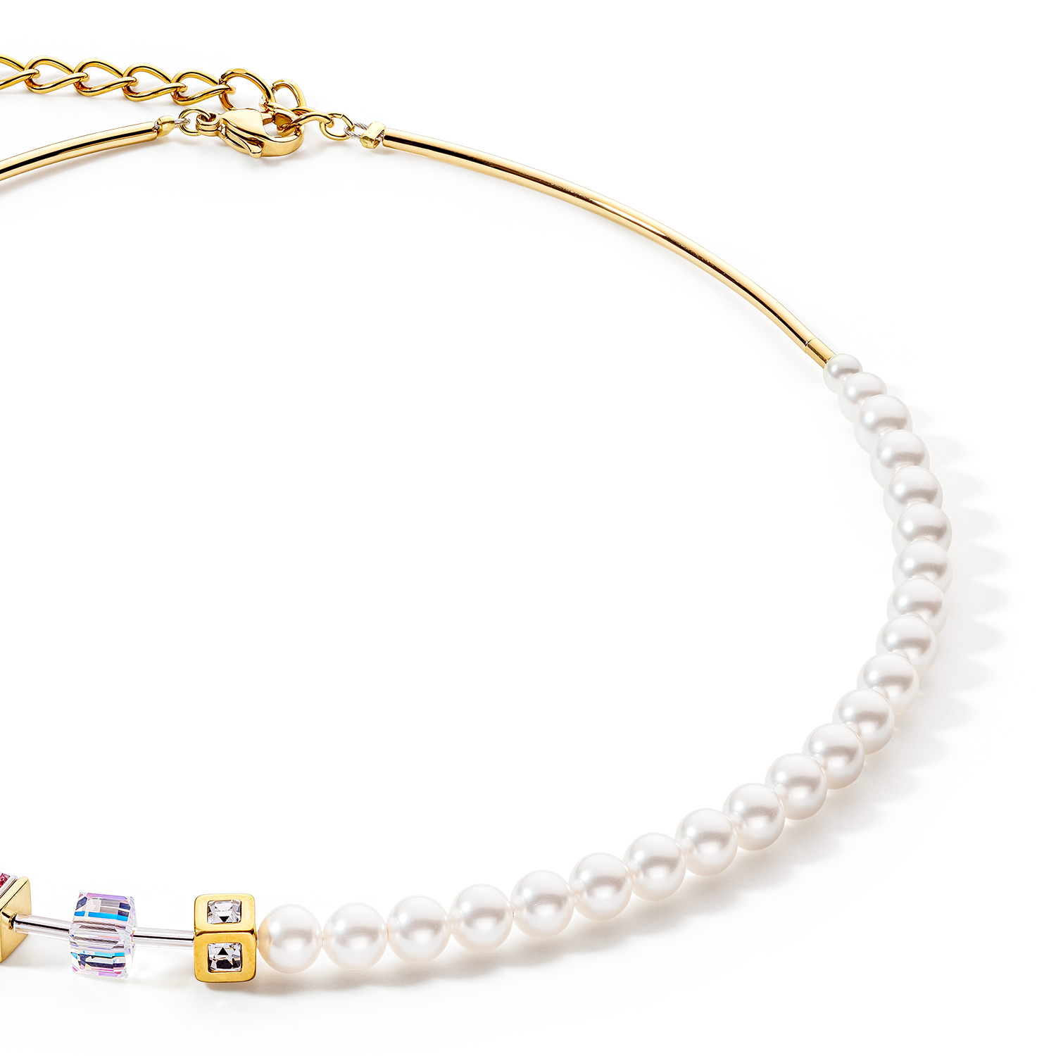 Collier GeoCUBE® Precious Fusion Pearls multicolore pastel