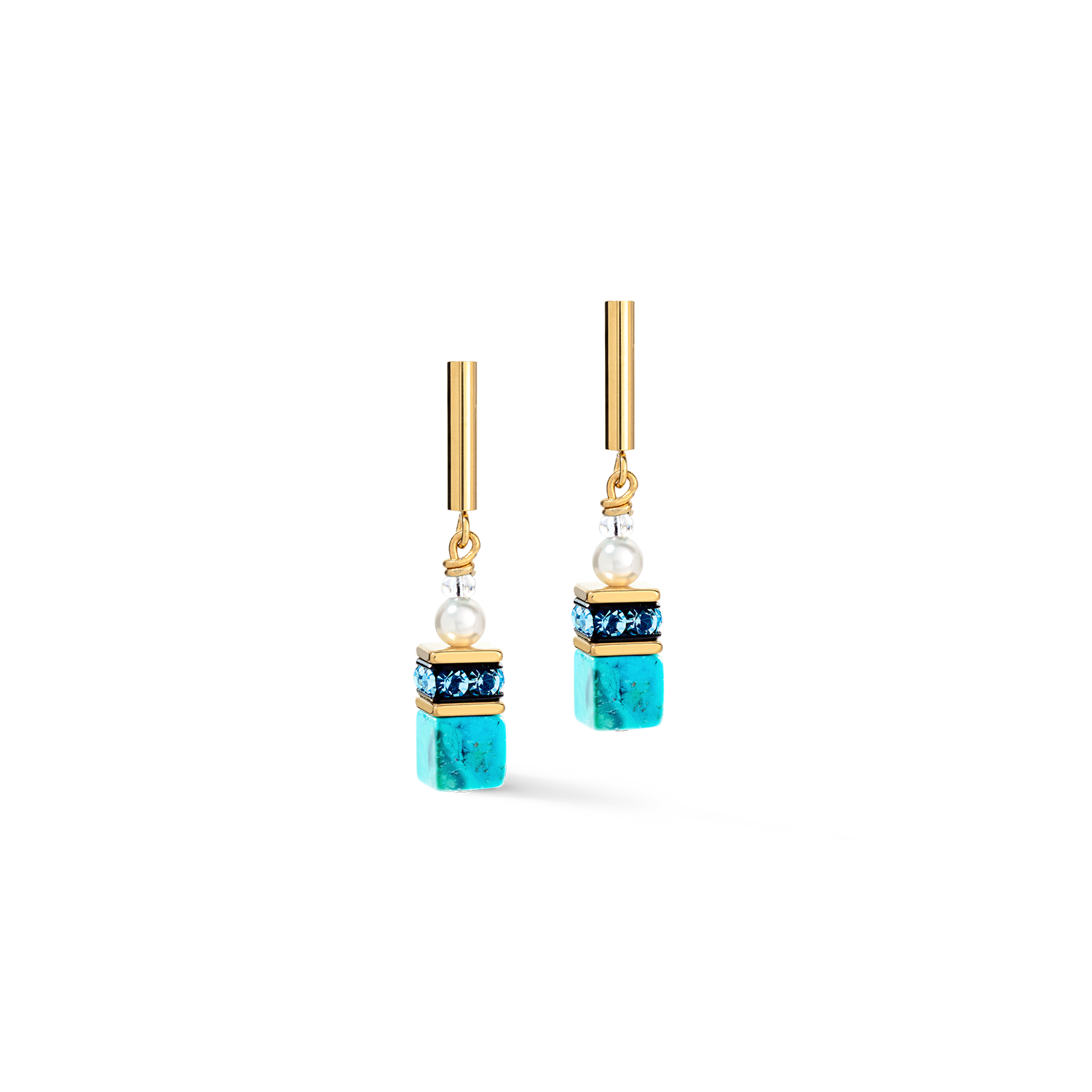 Boucles d'oreilles GeoCUBE® Precious Fusion Pearls turquoise