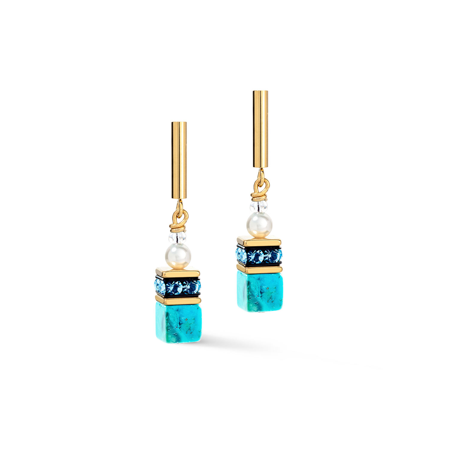 Boucles d'oreilles GeoCUBE® Precious Fusion Pearls turquoise