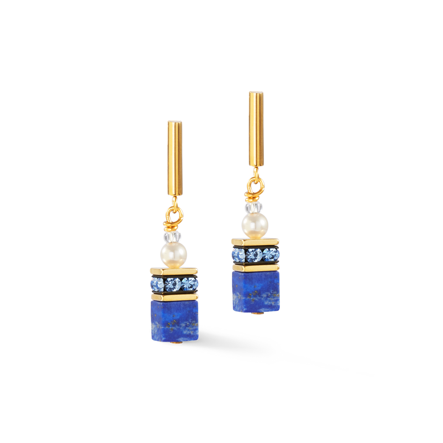 Boucles d'oreilles GeoCUBE® Precious Fusion Pearls bleu