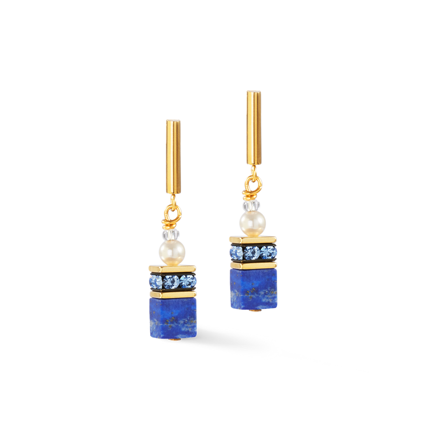 Boucles d'oreilles GeoCUBE® Precious Fusion Pearls bleu